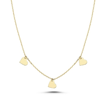 MELFIA Halskette mit 3 Herzen 14kt. Gold